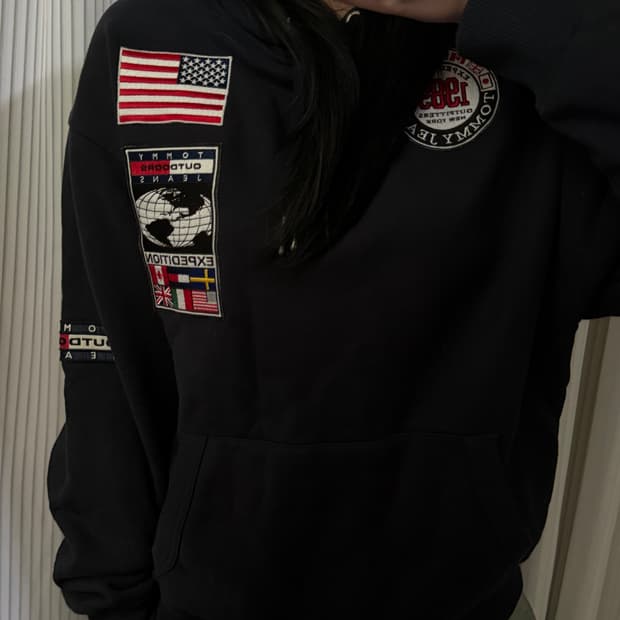 타미힐피거 진 성조기 네이비 후드티 xs