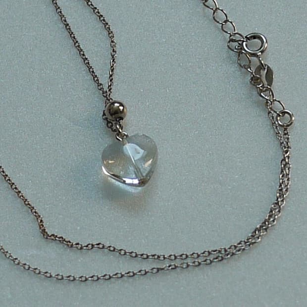 Italy 925실버 투명 하트 목걸이