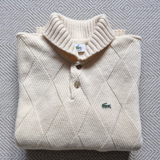 라코스테 숄카라 울 니트 스웨터 100