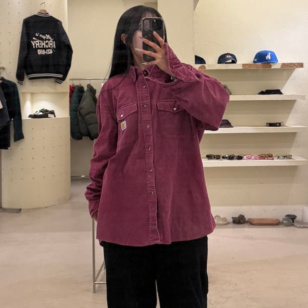 칼하트 투포켓 워크 셔츠 버건디 U956