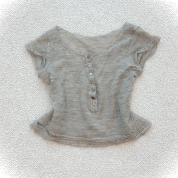 시스루 버튼 크롭 티셔츠 모리걸 하구미 그런지페어리 y2k 