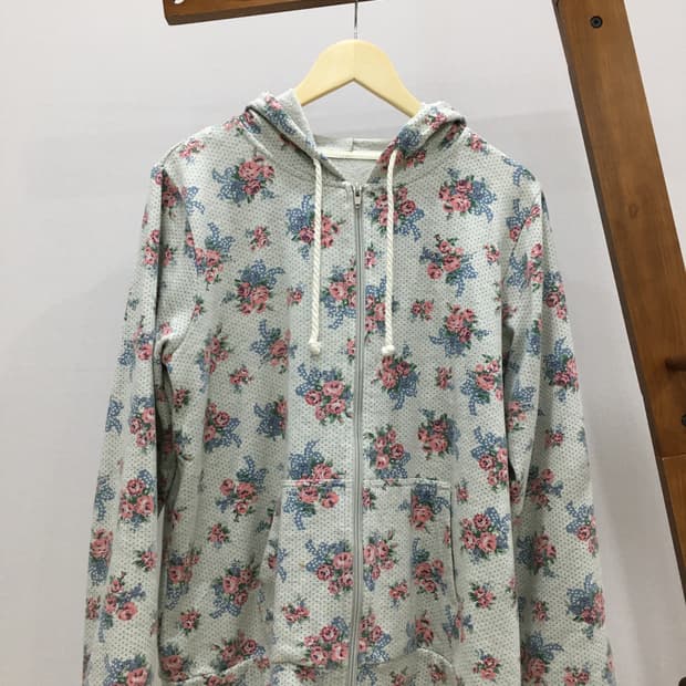 일본빈티지 플라워패턴 후드집업