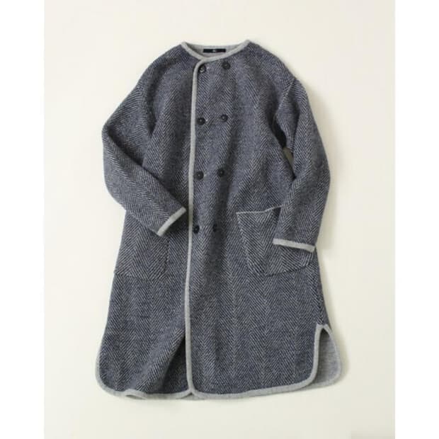 45rpm 플로트 헤링본 울 코트