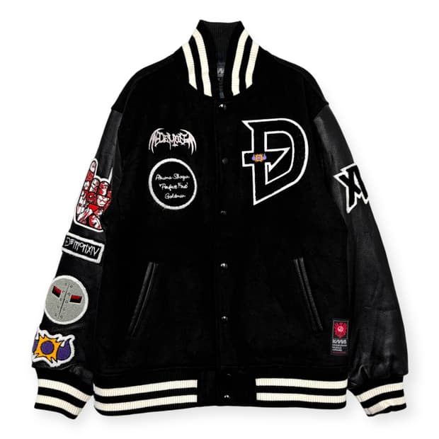 근육맨 작가 일러스트 가죽 바시티 자켓