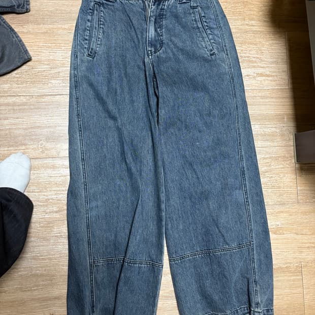 본바트 v스티치 와이드진 (오일인디고)