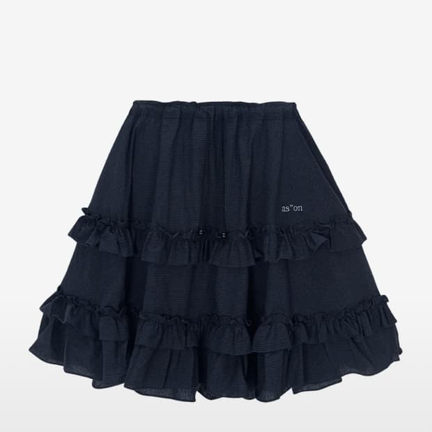 당일배송) 애즈온 체크 캉캉 미디 스커트 네이비