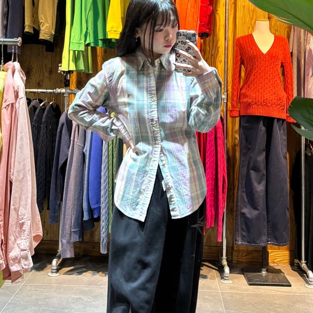 M 폴로랄프로렌 오렌지 포니 컬러믹스 체크셔츠