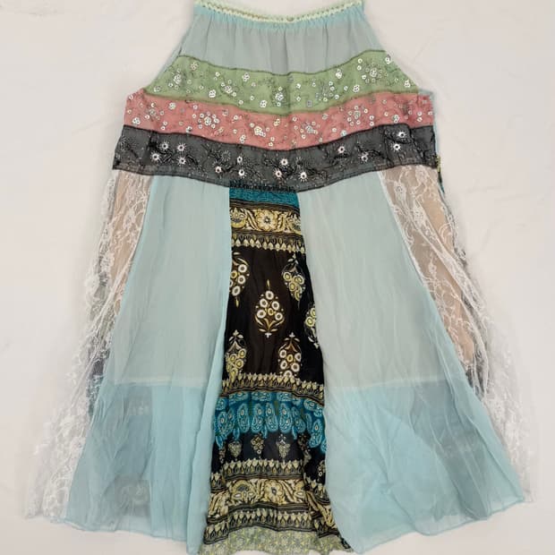 patchwork lace slip dress
