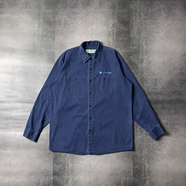 REDKAP 레드캡 빈티지 네이비 코튼 워크 셔츠 A00671