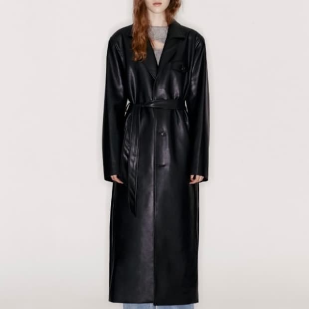 아비에무아 레더 롱코트