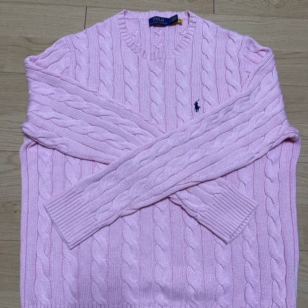 폴로 랄프로렌 케이블 니트 코튼 스웨터 (핑크 L)