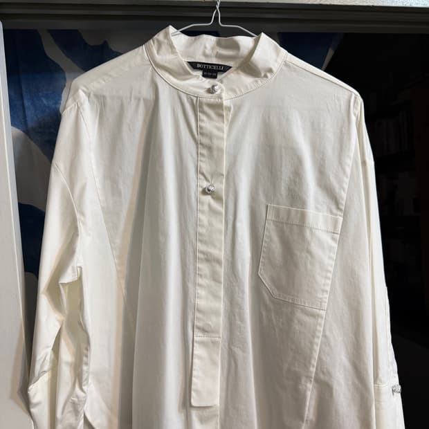 BOTICELLI 화이트 스탠드 칼라 셔츠 55