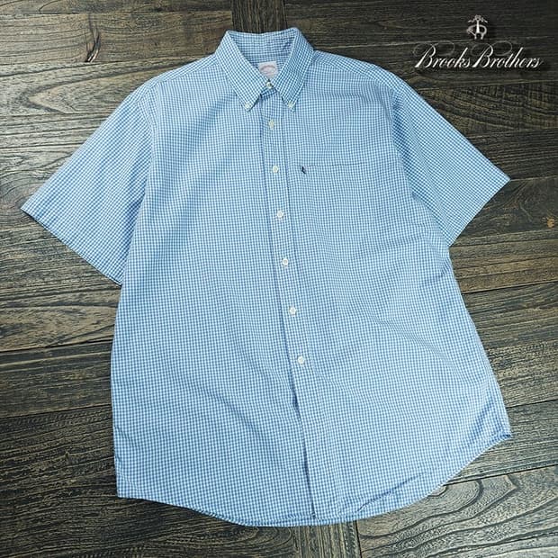 [브룩스브라더스] 오버픽 반팔 체크 셔츠 M21256
