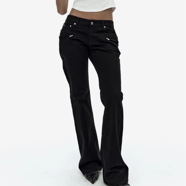 카시코 Side Zipper Boots-cut Jeans S