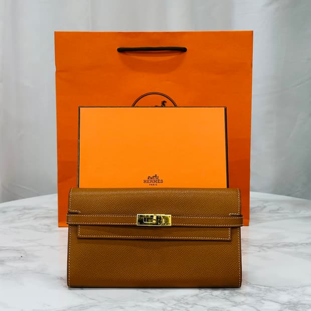 에르메스 켈리 금장 장지갑
