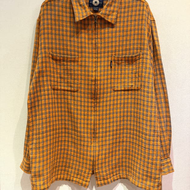 CONVERSE Orange Plaid Zip-Up Shirt