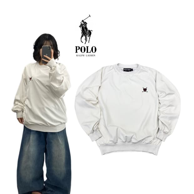 폴로 골프 로고 올드스쿨 웜업 바람막이 화이트