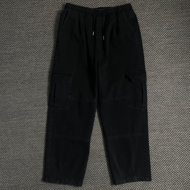 빈티지 루즈핏 데님 카고 팬츠 블랙o 4838