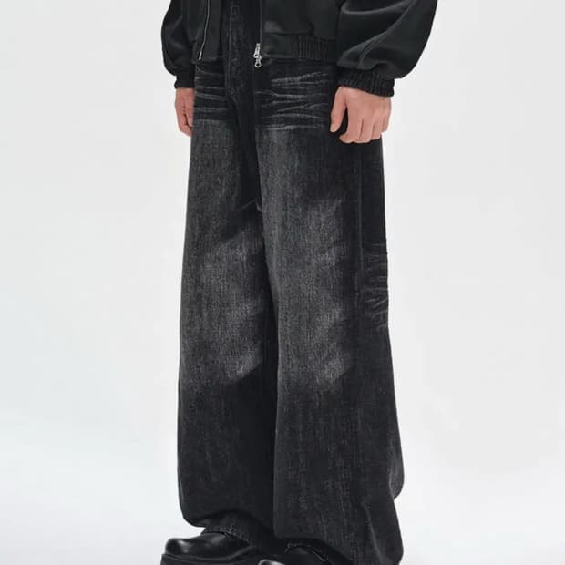 데케트 블랙 와이드 청바지 블랙진 32 DCPT043