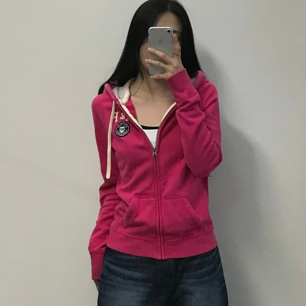 아베크롬비 y2k 와투케 핑크 딱붙 후드집업