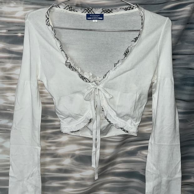 Burberry Blue Label Ivory Frill Cardigan