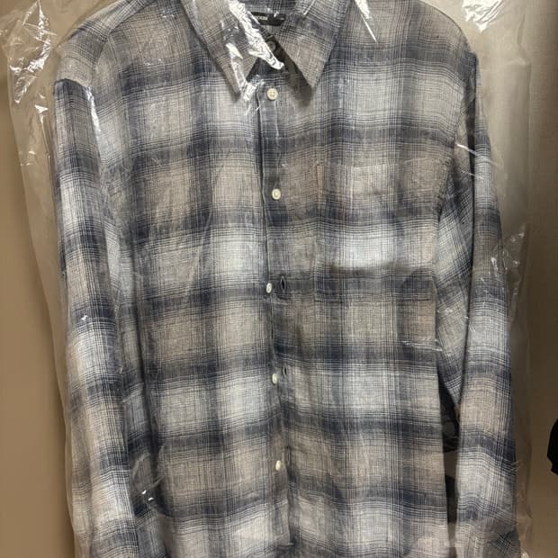 [2] 해칭룸 린넨 셔츠 체크 블루 그레이