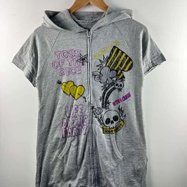 JPN 핀터 스컬 반팔 롱후드집업1796