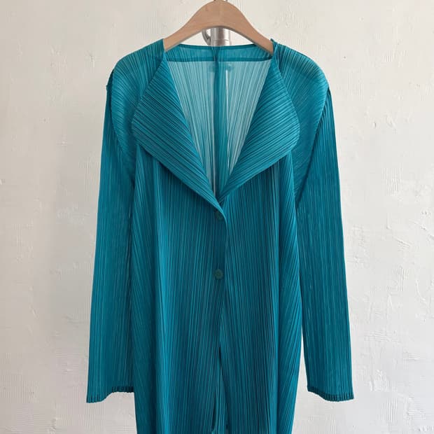 PLEATS PLEASE 플리츠플리즈 민트컬러 플리츠 가디건