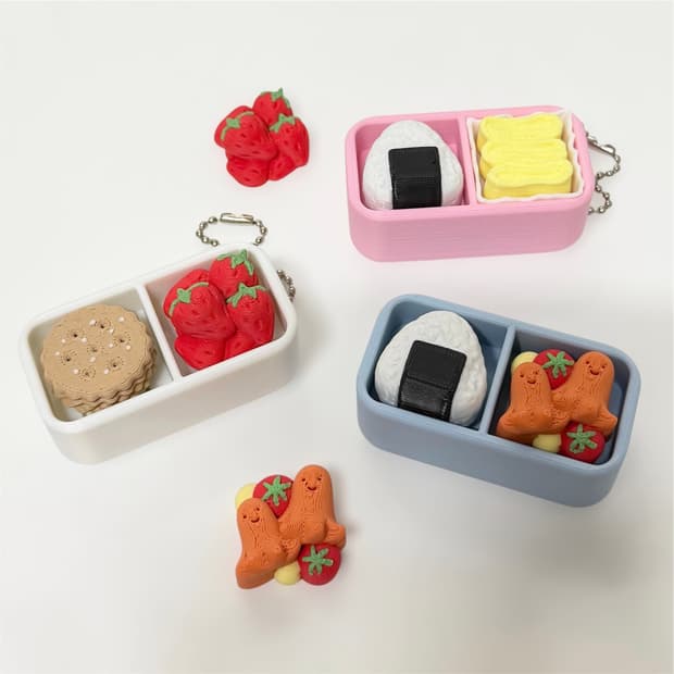 도시락 2구 클리커 클릭커 키캡 키링 피젯토이