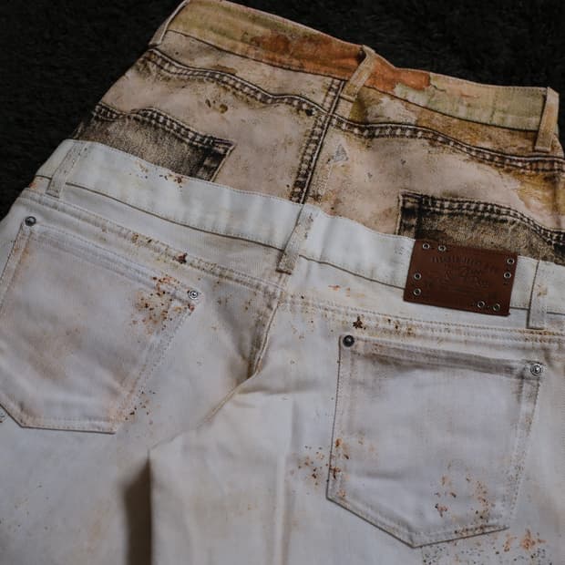 자라 x 앤더슨벨 더블 웨이스트밴드 프린티드 진 옐로우