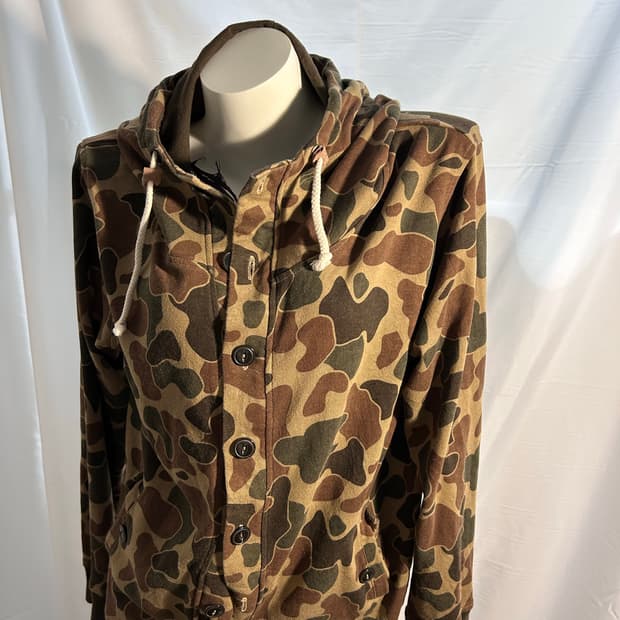 camo y2k button hoodie sweat jacket