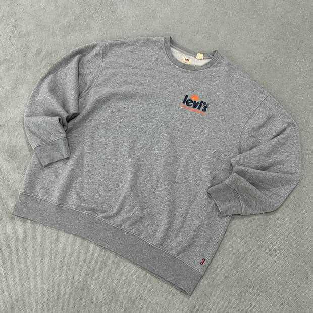 리바이스 그레이 기모 맨투맨 