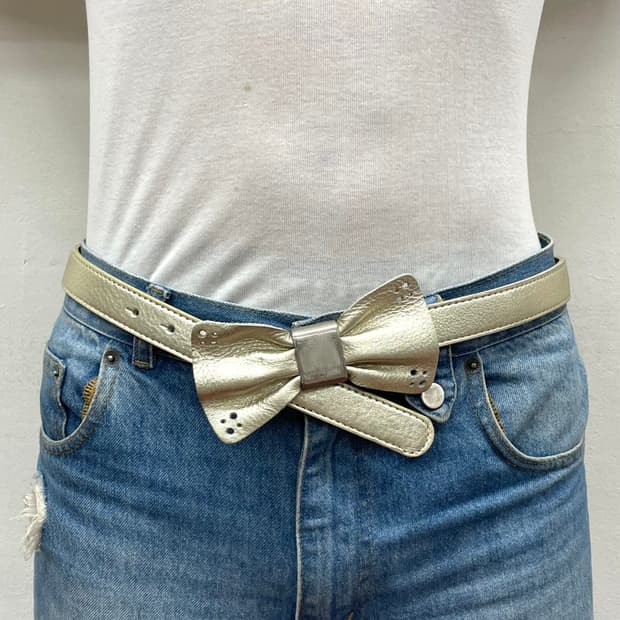 silver leather ribbon belt 