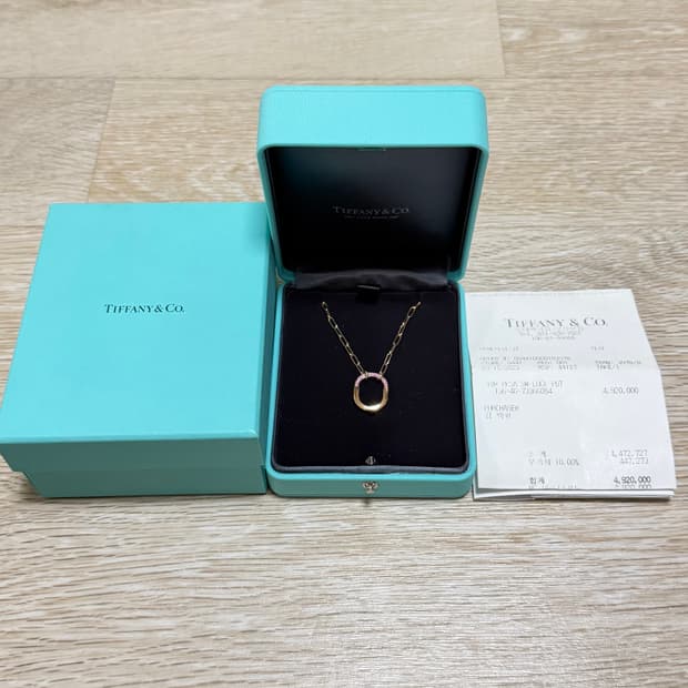 [S+급/스몰] 티파니앤코 락 펜던트 핑크 사파이어 18K 목걸이