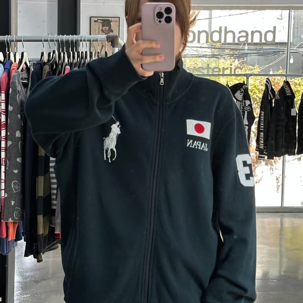 폴로랄프로렌90s 재팬 빅포니 넘버링 져지집업 블랙