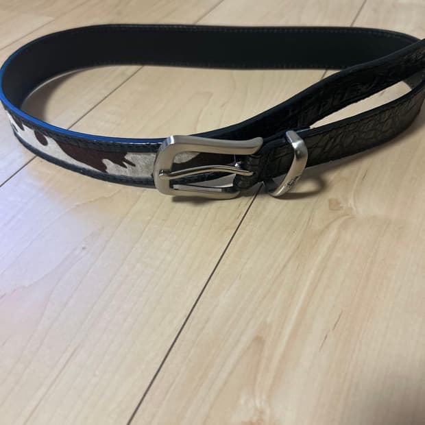 스투시 레더 오버레이 벨트 블랙