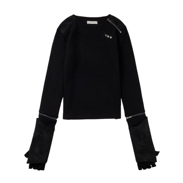 보니앤키예 Detachable Zipper Leather Top