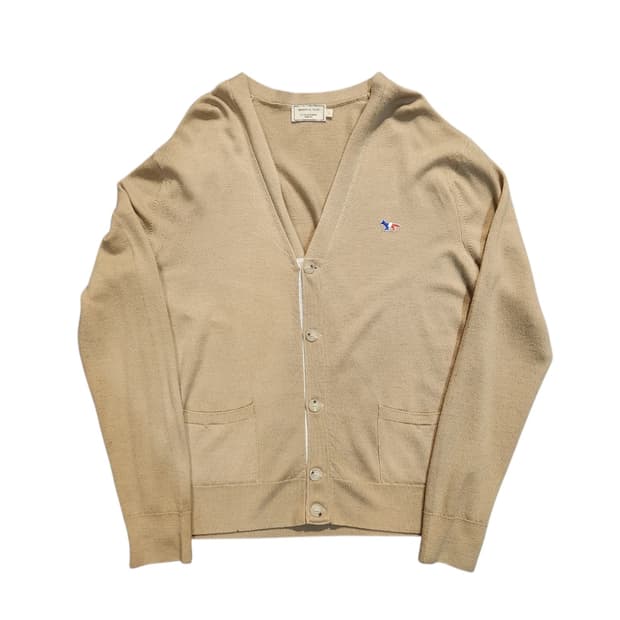 메종키츠네 폭스 패치 브이넥 베이지 가디건 (L)