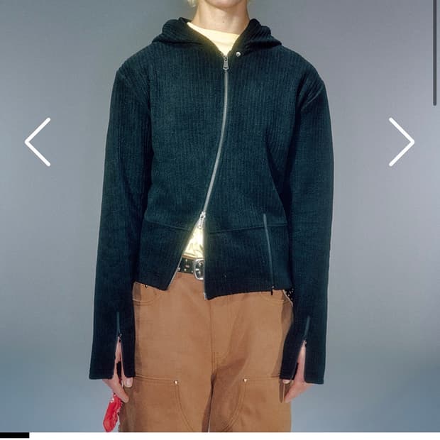 베이컨트 아카이브 moro ribbed hood zip-up black