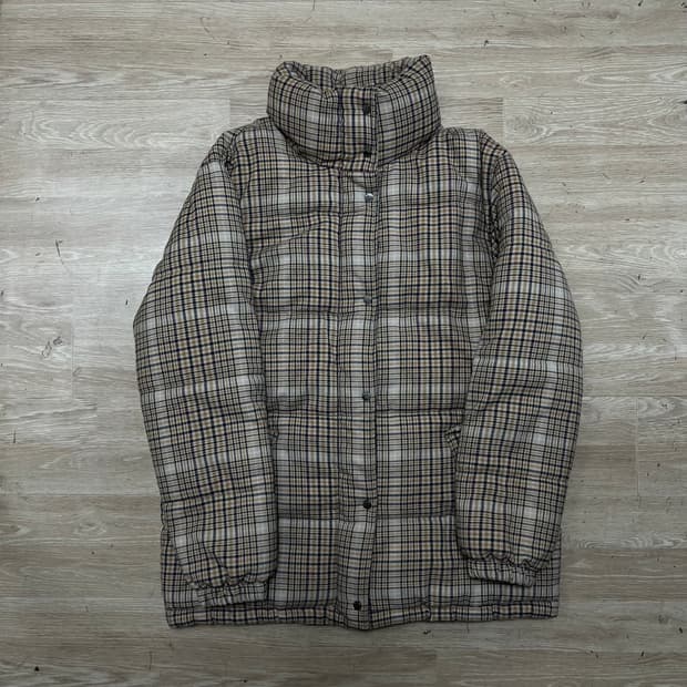 버쉬카 덕다운 체크 패턴 푸퍼패딩 점퍼 [베이지] S/90