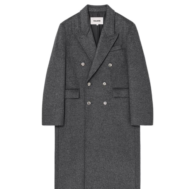 알렌느 더블 브레스티드 울 맥시 코트 차콜 그레이 1사이즈