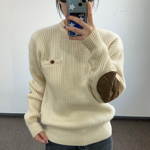 MGregor 미니포켓 사이드 패치 아이보리 니트