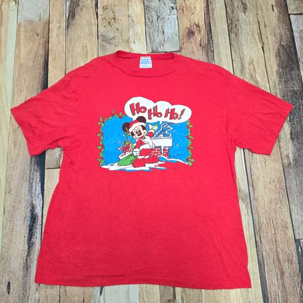 Vintage 90s 싱글스티치 루프휠 미키 티셔츠 XL