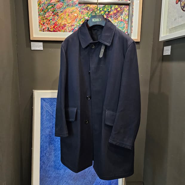 톰포드 레더트리밍 울  네이비 코트