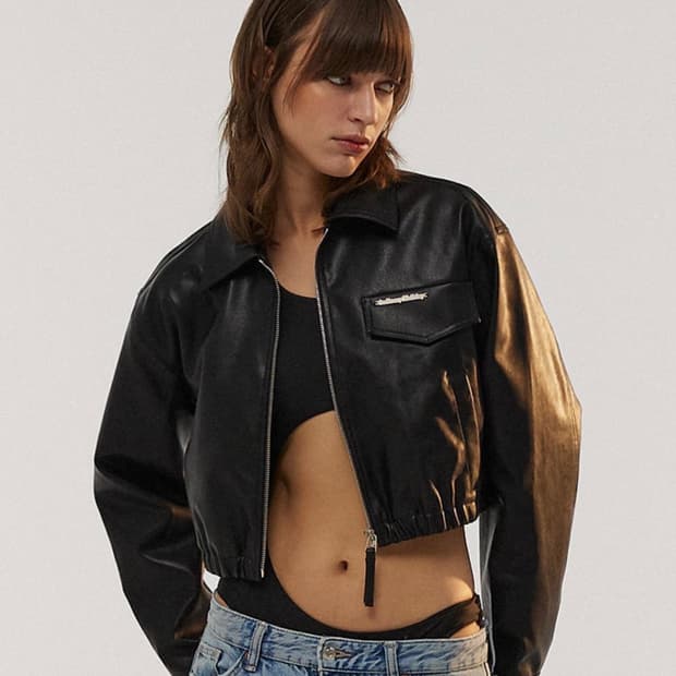 레더 크롭 점퍼 블랙 