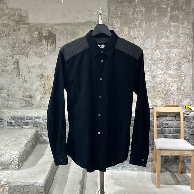 꼼데가르송 옴므 듀스 블랙 ad2015 요크 배색 셔츠