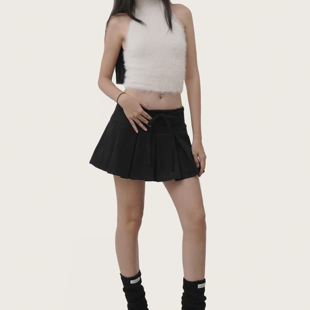 Sorbet fluffy halterneck knit