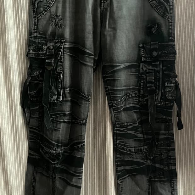 Repair detail washed cargo pants