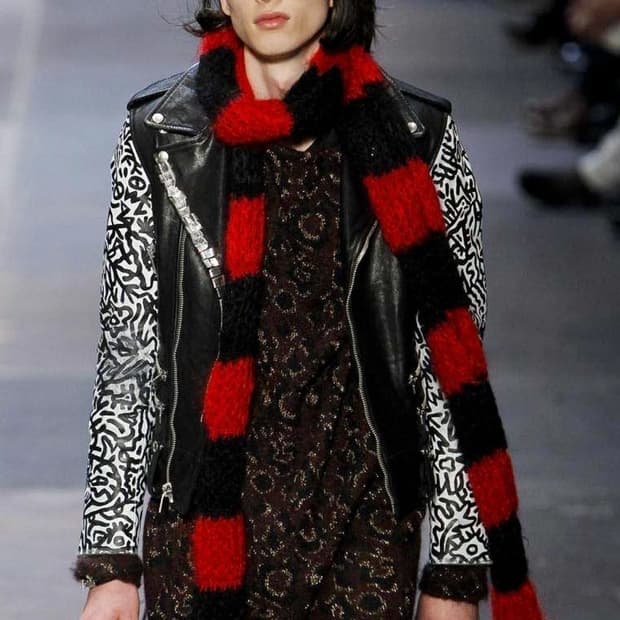 생로랑 13fw 레오파드 금사니트