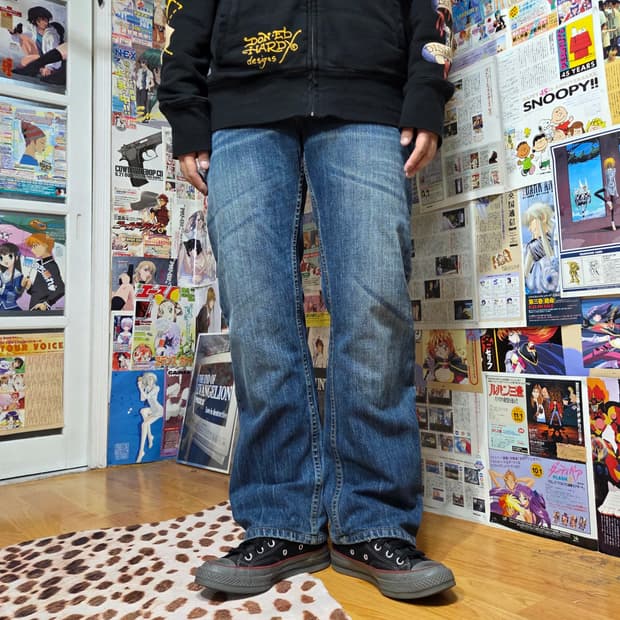 리바이스 523 중청 워싱 데님 팬츠